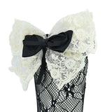 Embroidered Ribbon Bow Long Socks