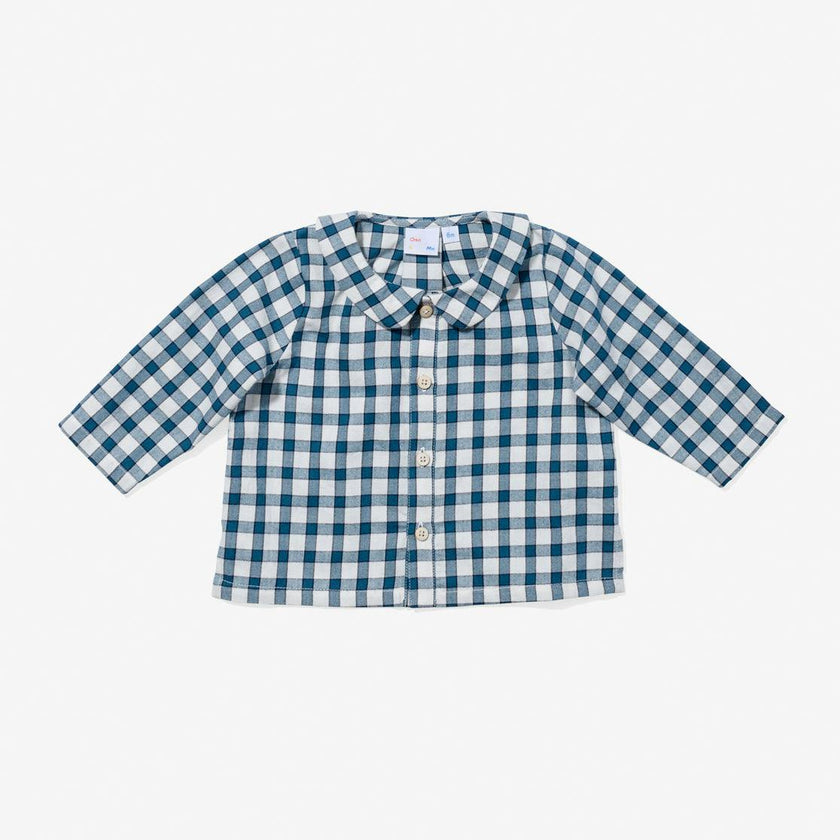 Jefferson Baby Shirt, Blue Picnic Check