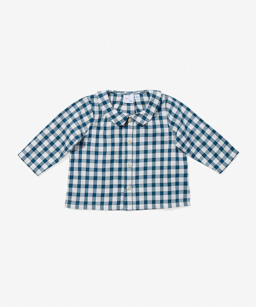 Jefferson Baby Shirt, Blue Picnic Check
