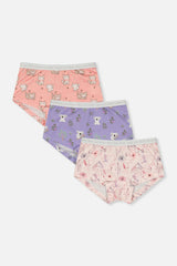 Boyshort Panty Pack Of 3 Pink Floral Prints