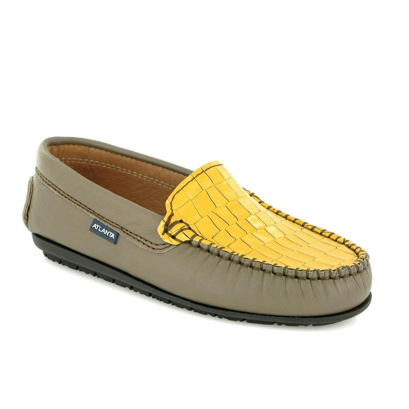 Plain Moccasins In Leather, Earth And Yellow