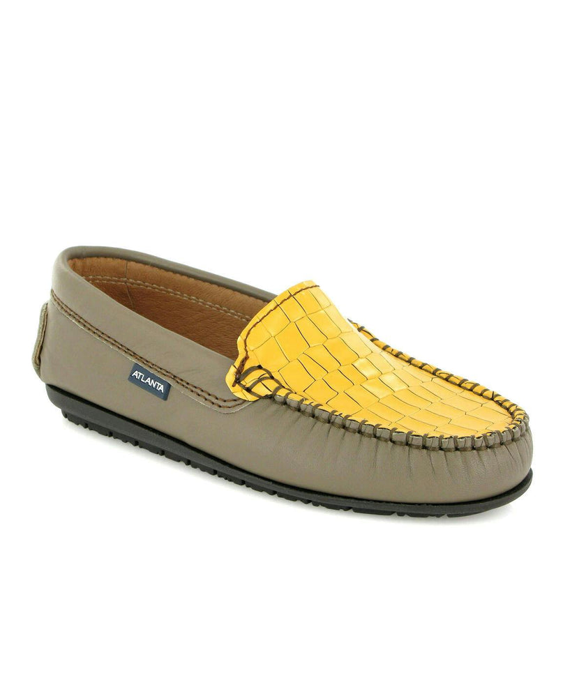 Plain Moccasins In Leather, Earth And Yellow
