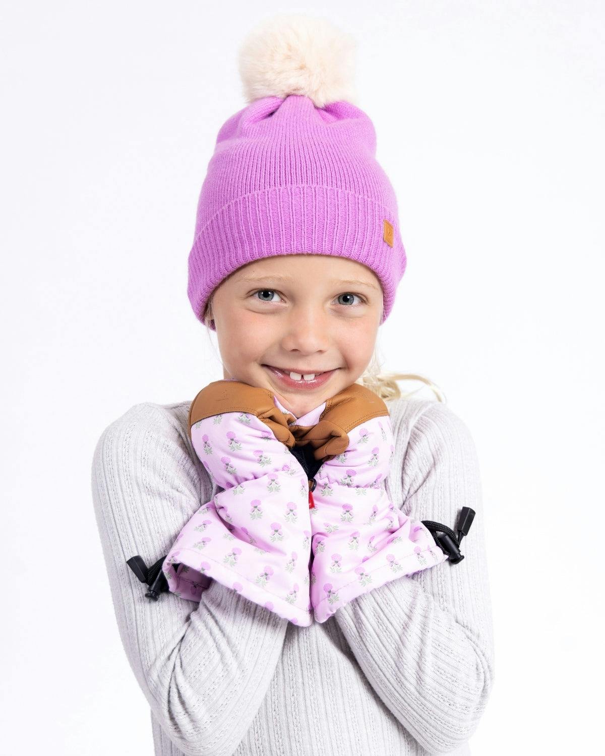 Kids Waterproof Mitten in Pink Marigold