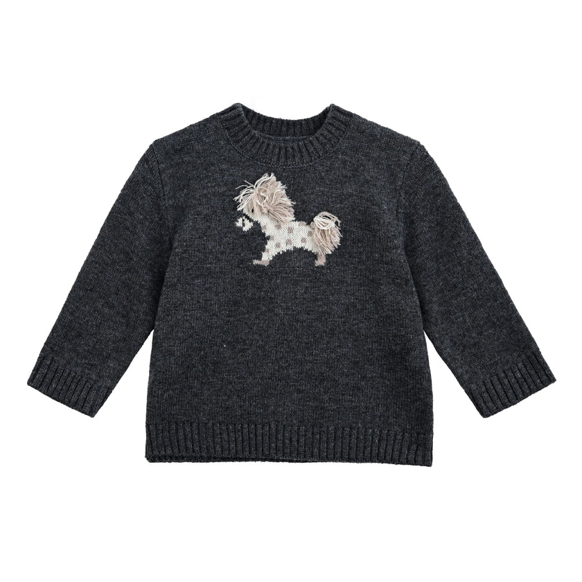 Dark Gray Dog Knit Sweater