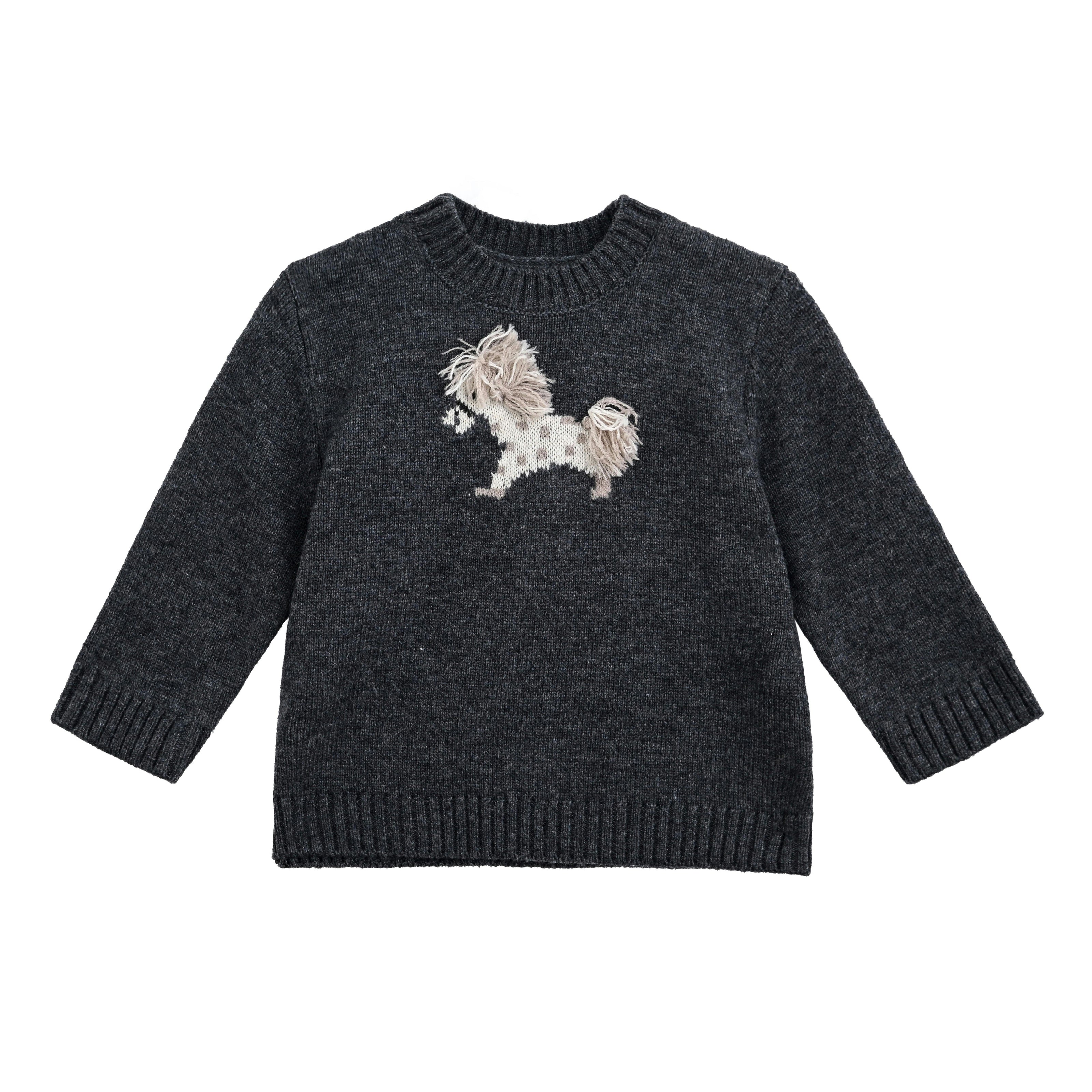 Dark Gray Dog Knit Sweater