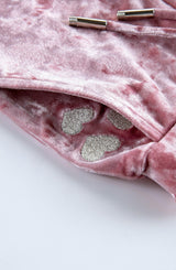 Velvet Yoga Pant with Embroidered Hearts, Rose Pink