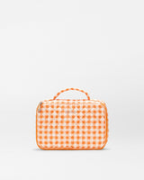 Sunset Orange Gingham Zip Round Cosmetic