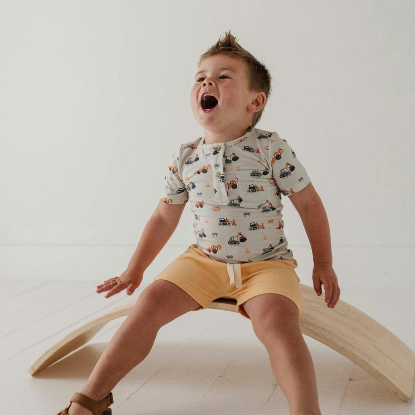 Boys Short Sleeve Henley Shirt in Baseball
