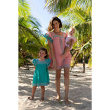 Serena Tassel Embroidered Double Flutter Sleeve Dress, Green