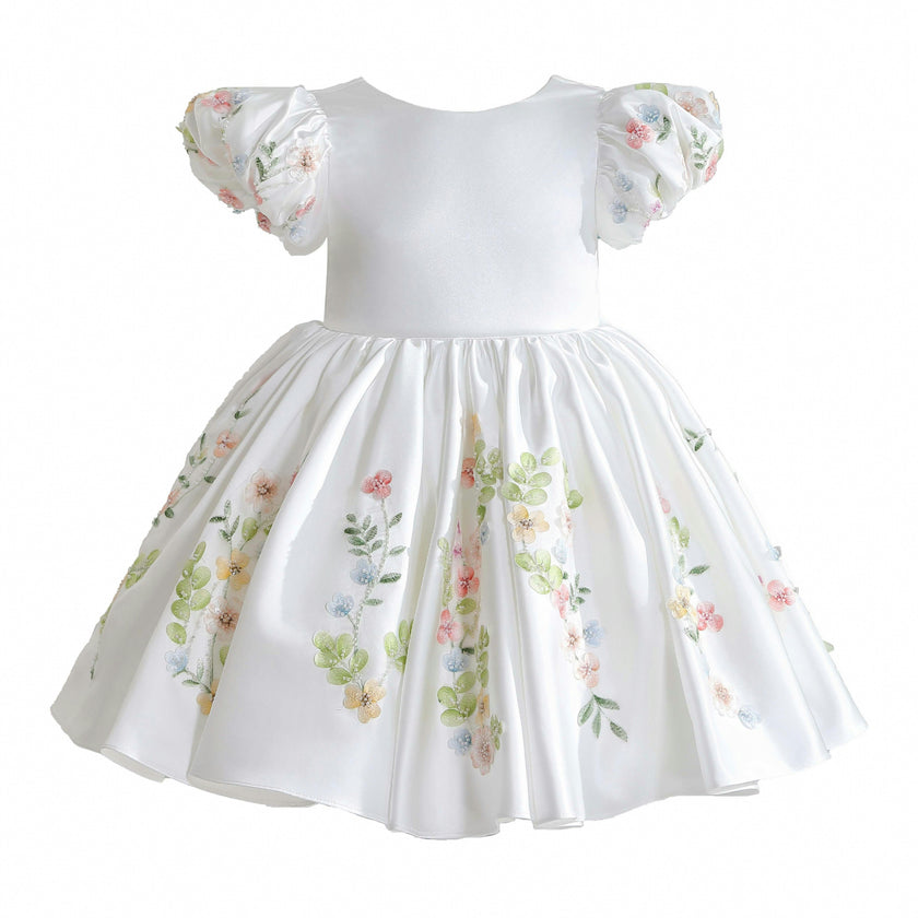 White Kiara Floral Embroidered Dress
