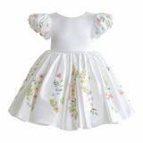White Kiara Floral Embroidered Dress