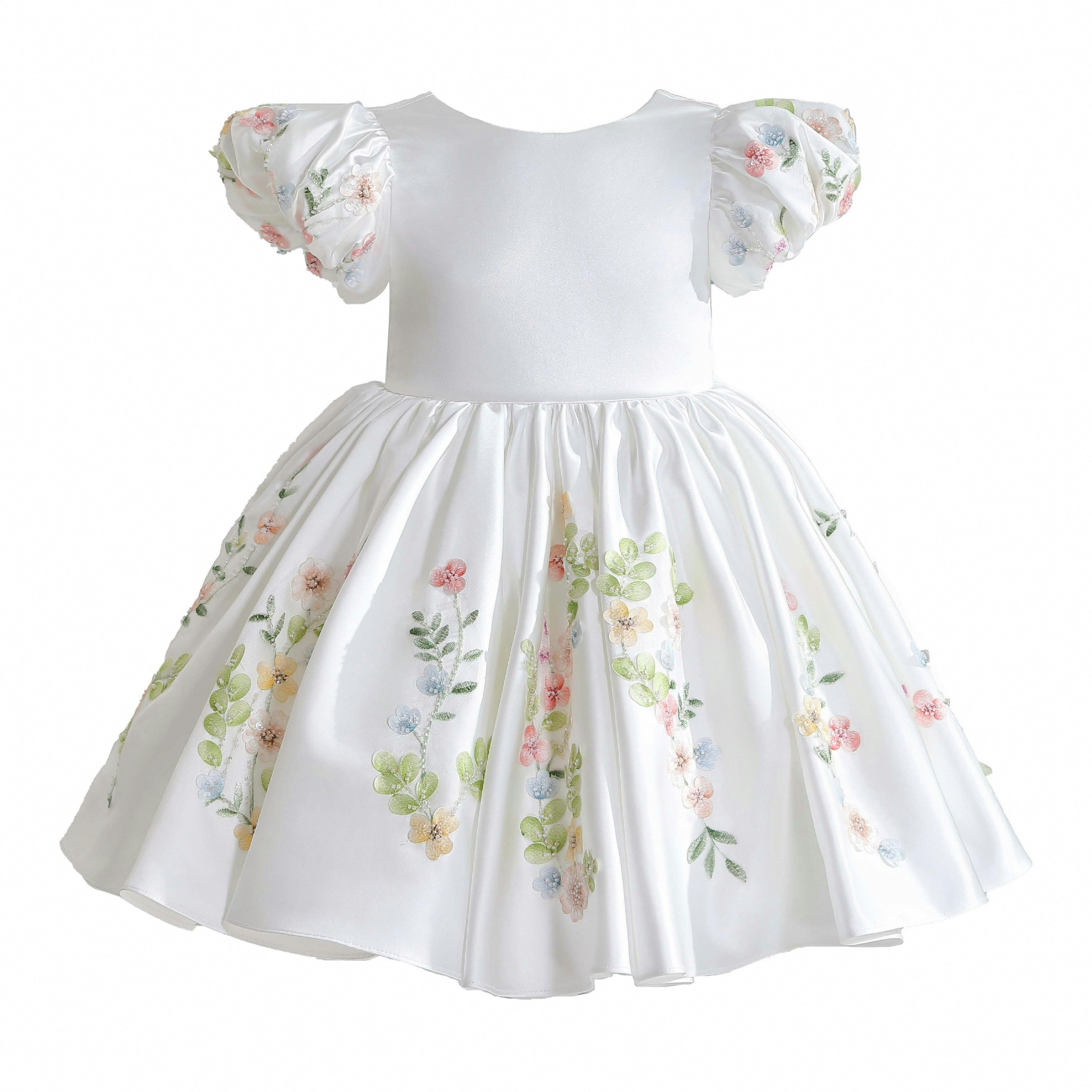 White Kiara Floral Embroidered Dress