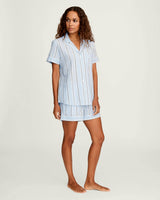 Women's Twill Short Sleeve Short Set in Coastal Stripe