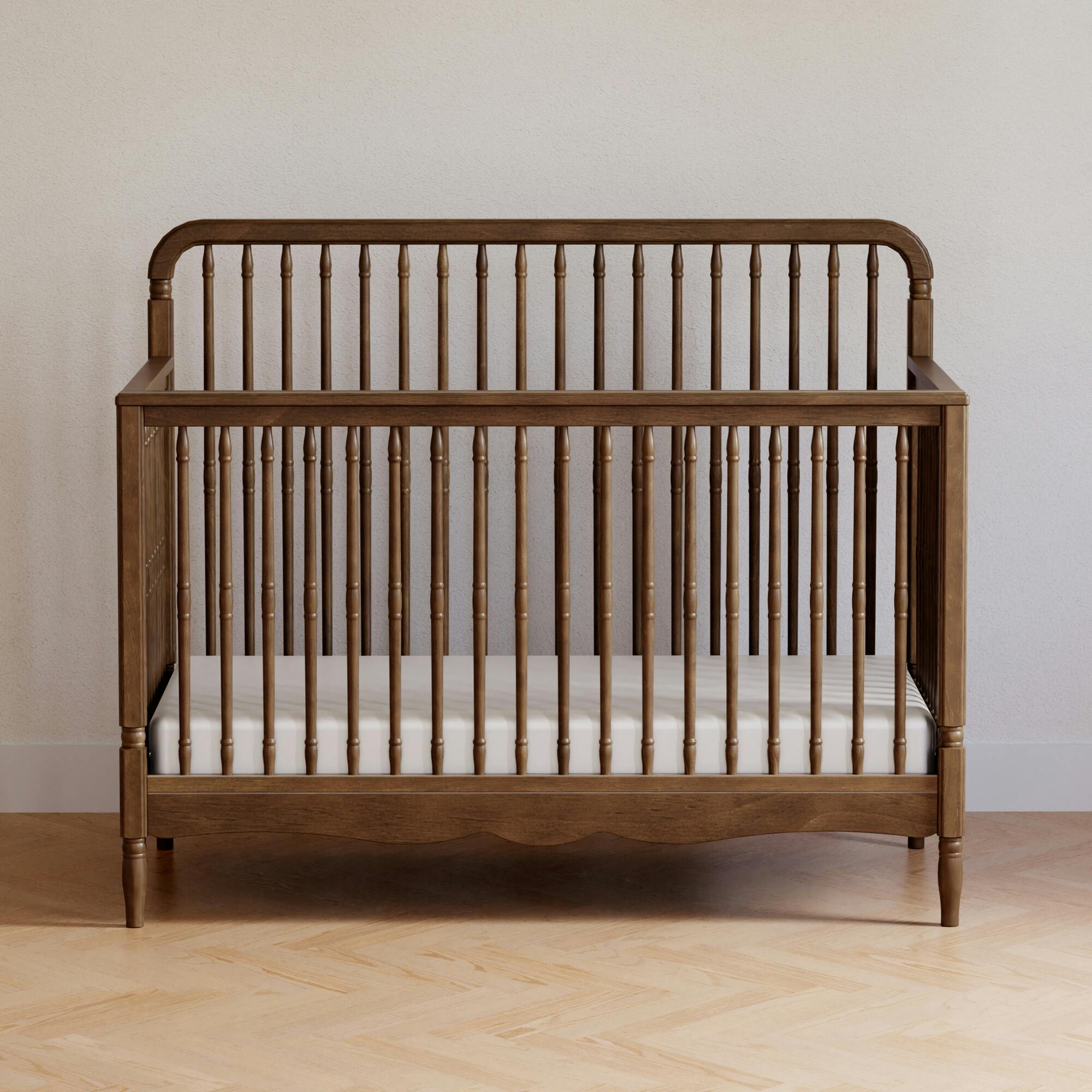Liberty 4-in-1 Convertible Spindle Crib in Natural Walnut