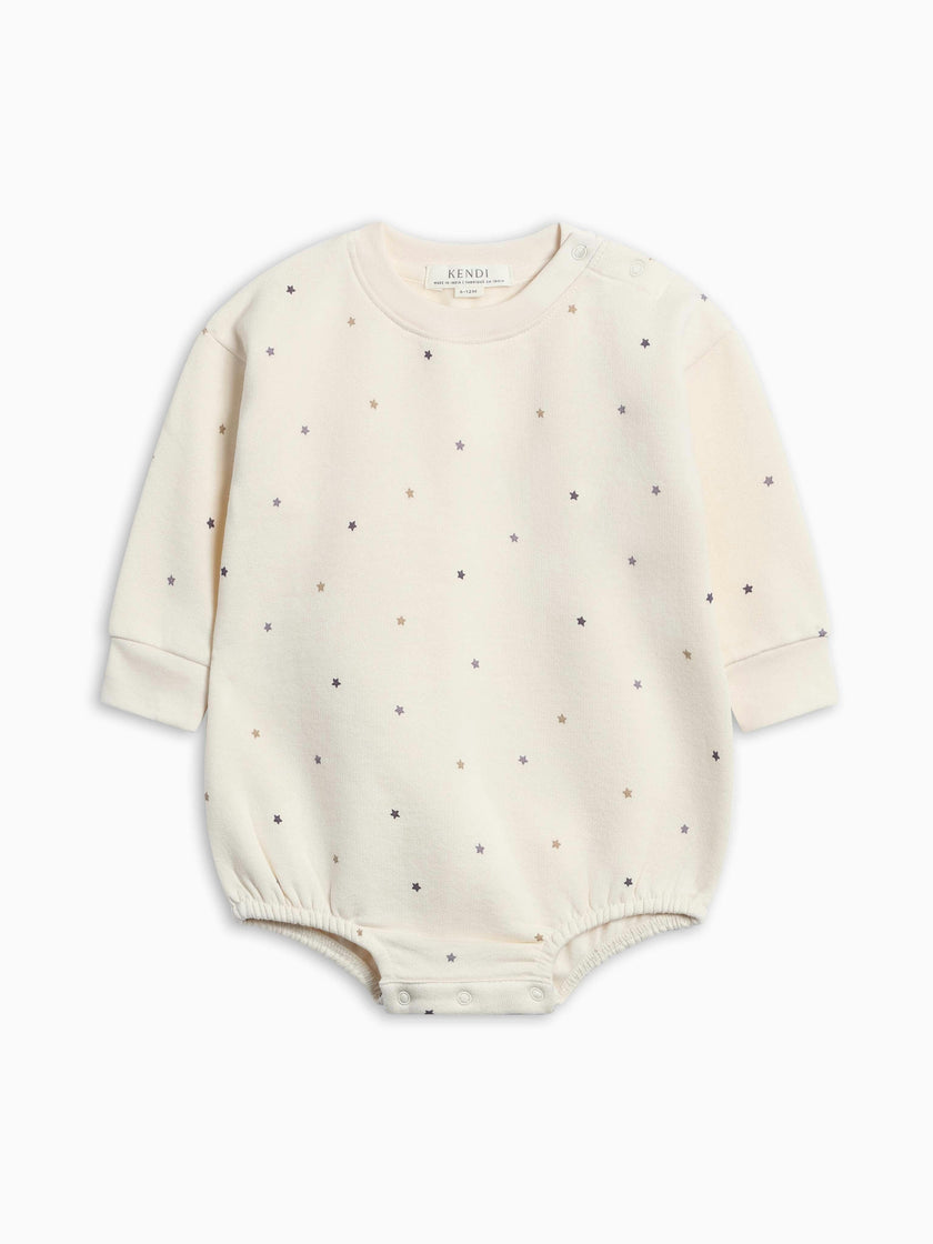Jamie Fleece Bubble Romper - Star Polka