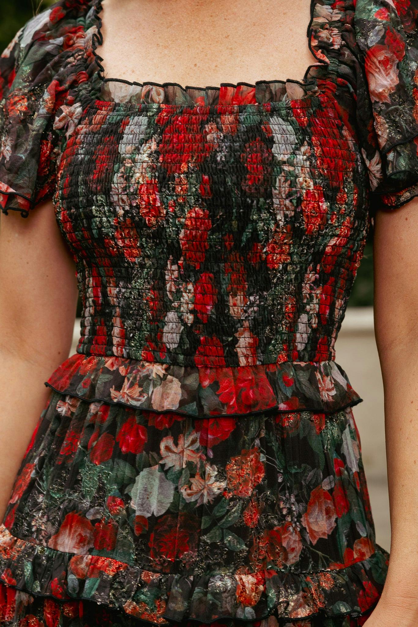 Winnie Dress in Midnight Roses