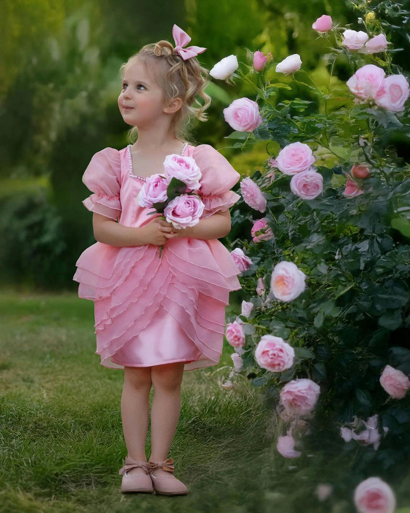 Blush Petal Princess Ruffle Pink Birthday Dress for Girls