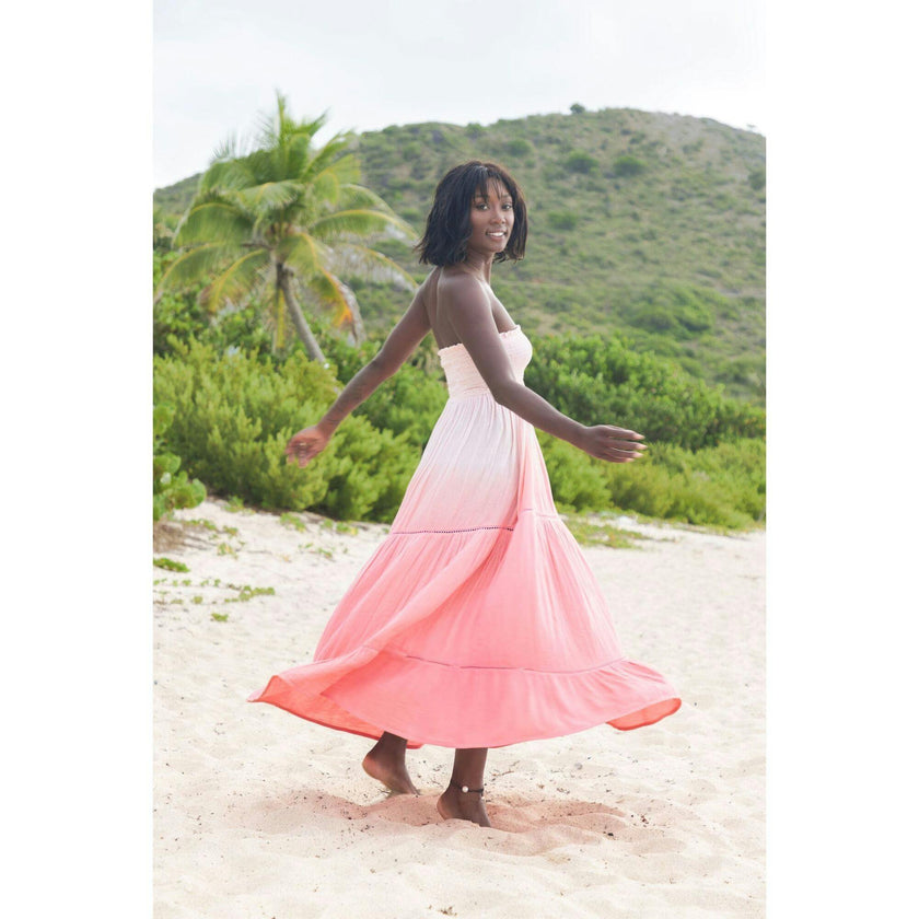 Fati Women's Strapless Maxi Dress Rose Ombre