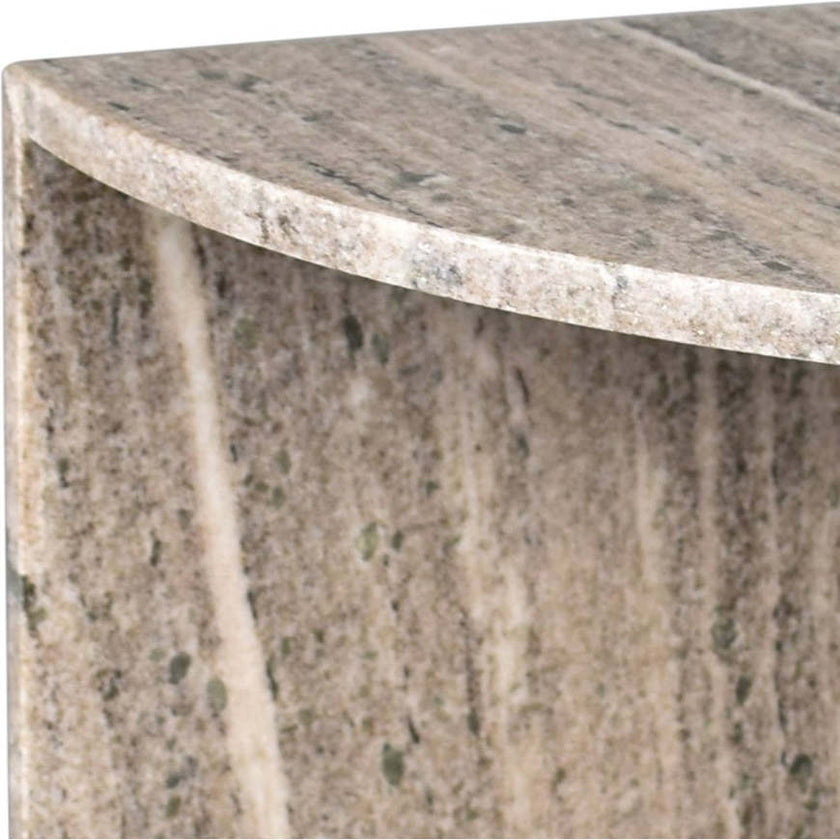 Patrice 20" Art Deco Minimalist Natural Marble Handmade Demilune Side Table