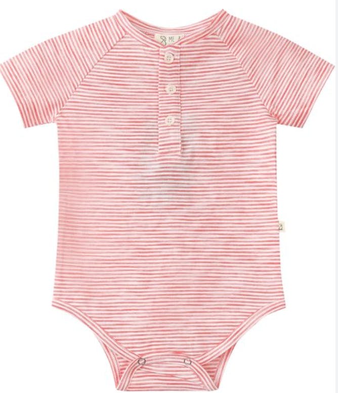 RED STRIPE RAGLAN Jersey Onesie