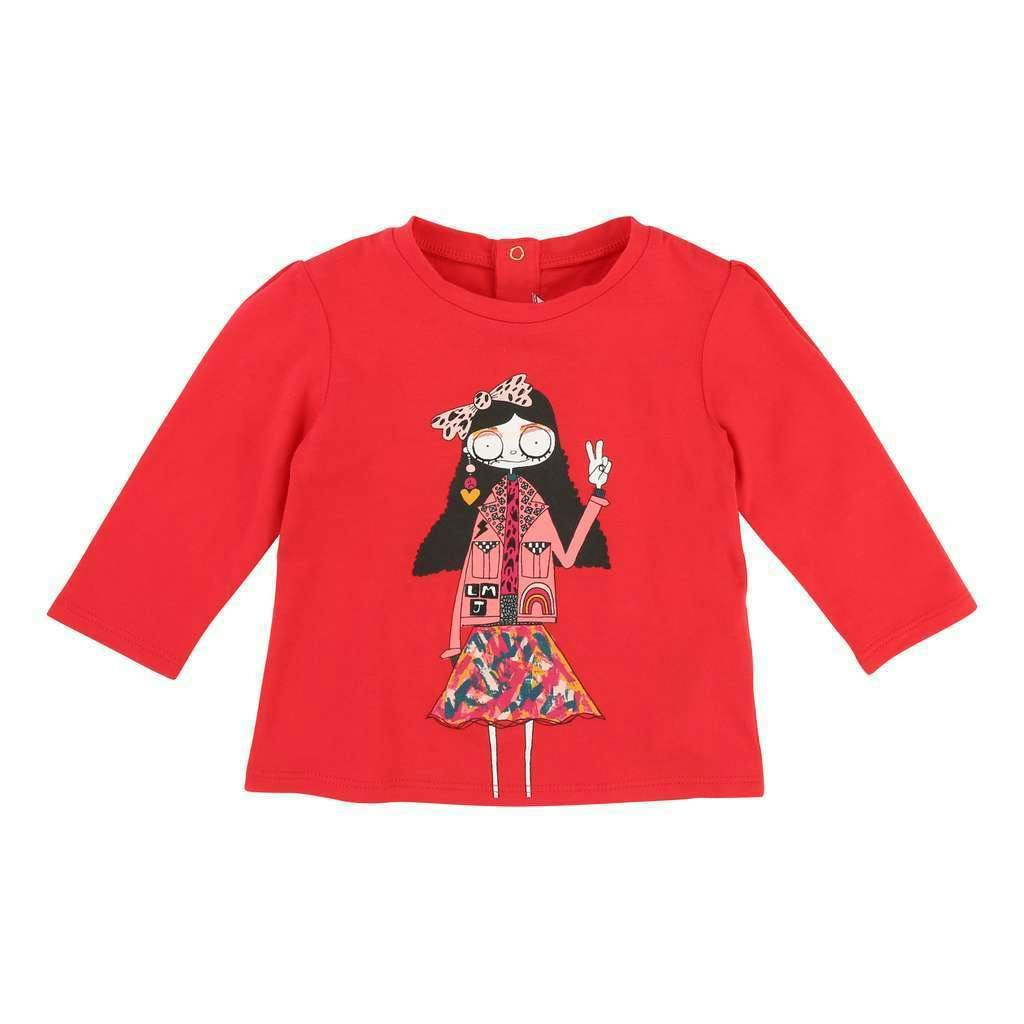 Red Graphic Long Sleeve Shirt