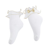 Mimi Tutu Gold-Trim Ruffle Ankle Socks with Bow – White or Black