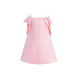Pink Luneta Off-Shoulder Bow Dress