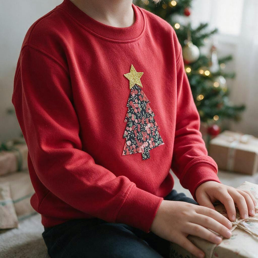 Liberty of London children's Christmas tree design red jumper