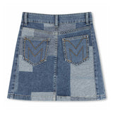Blue Patchwork Denim Skirt