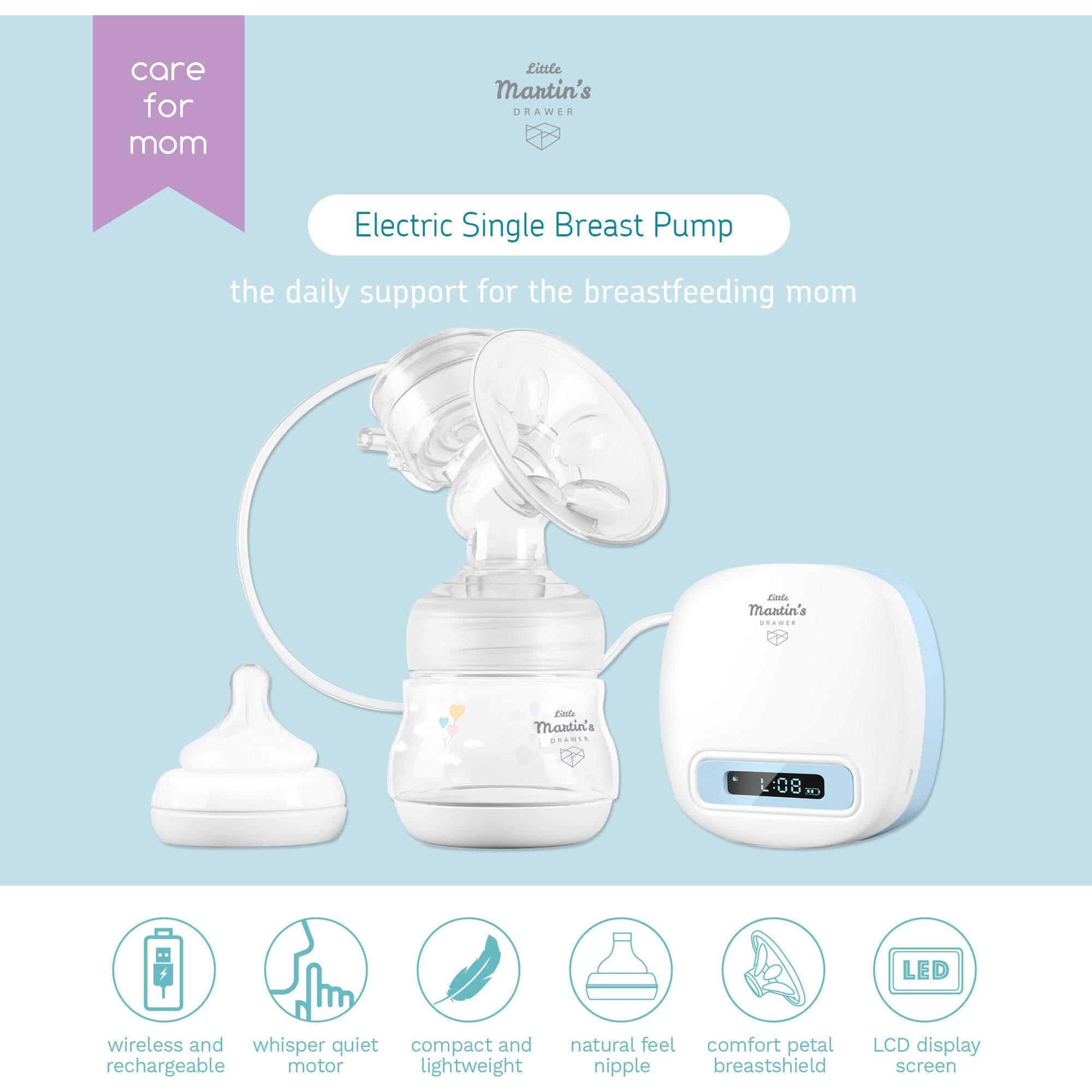 Electric Single Breast Pump: Blue