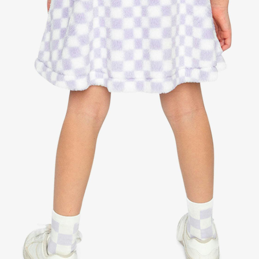 Faux Fur Skirt Lilac and White Tiles