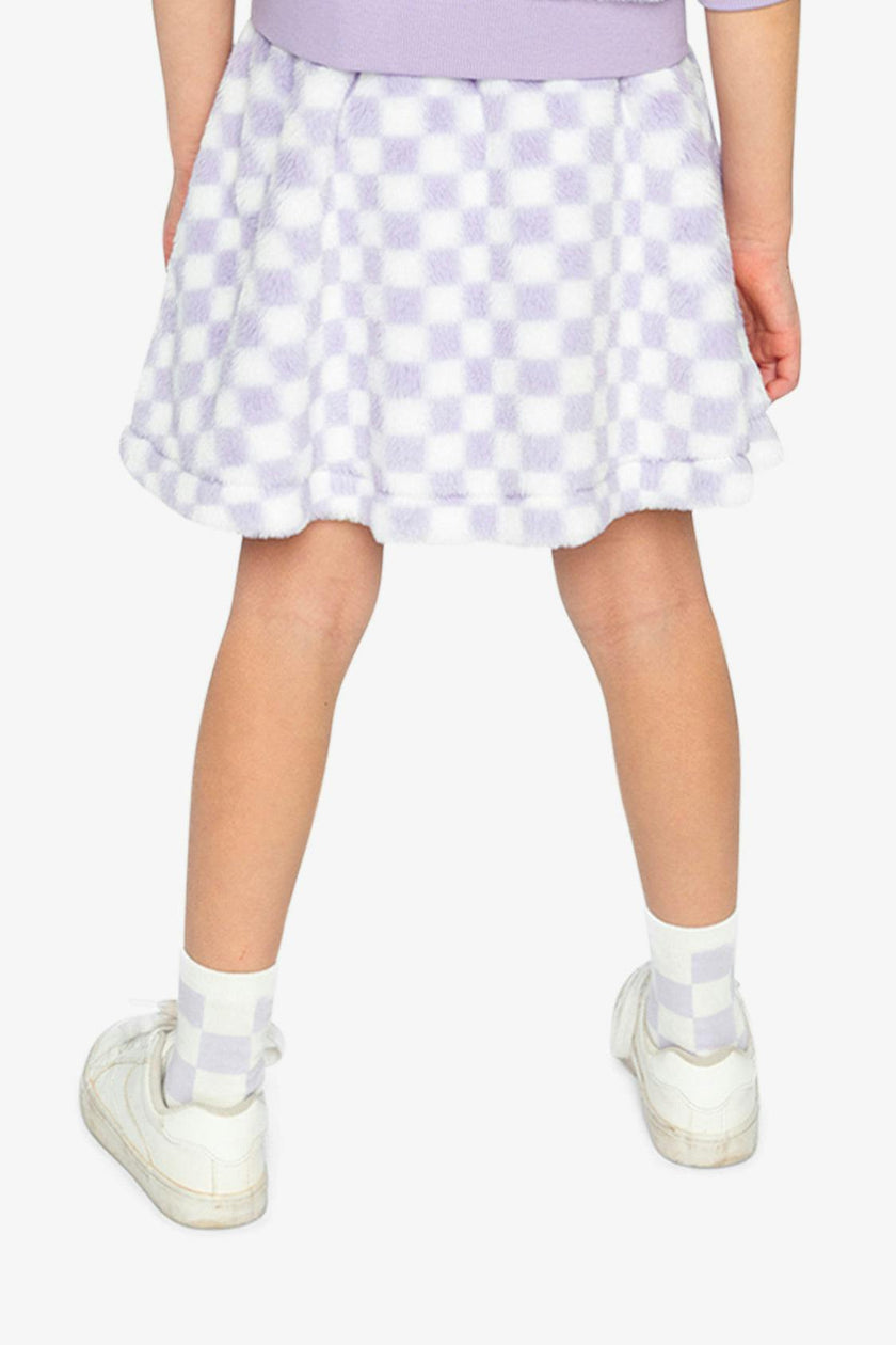 Faux Fur Skirt Lilac and White Tiles