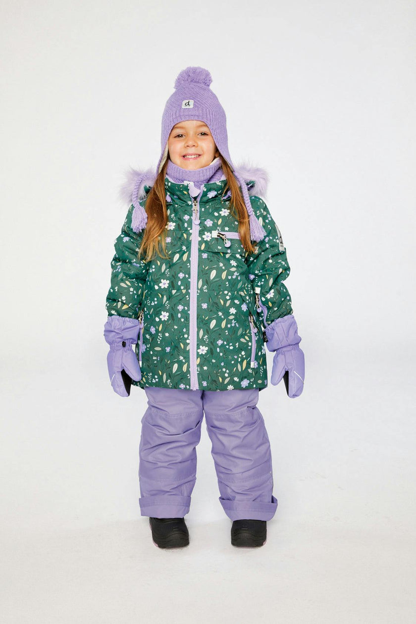 Two Piece Play Snowsuit Green Mini Flower Print