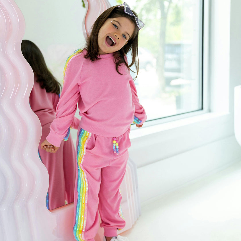 Pink Rainbow Sequin Set