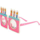 Packed Party Confetti Birthday Cake Novelty Glasses – Glitter Cake-Shaped Frames with Confetti-Filled Shaker Lenses and Jewel Candle Details, One Size