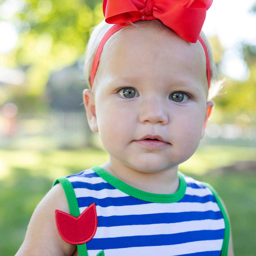 Stripe Knit Romper With Tulip