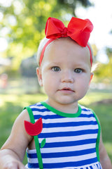 Stripe Knit Romper With Tulip