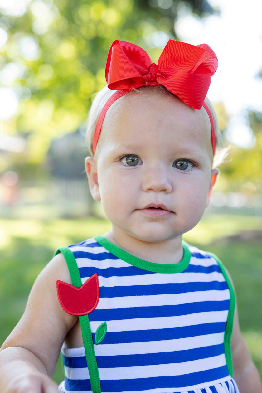 Stripe Knit Romper With Tulip