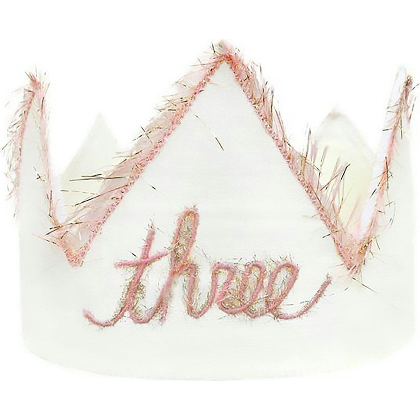 "Three" Linen Crown With Eyelash Trim
