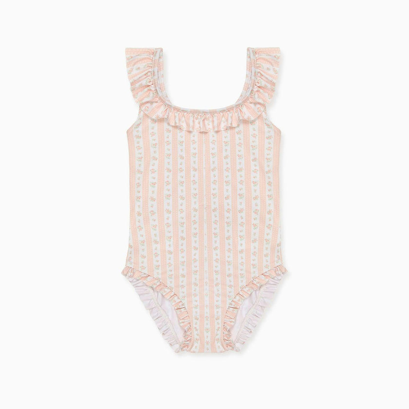 Pink Floral Stripe Opal Girl Swimsuit