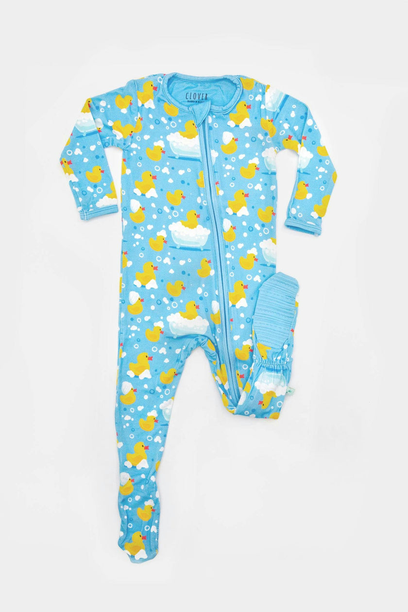 Soft & Stretchy Zipper Footie - Rubber Duckies