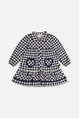 Shirt Dress With Frills Blue And White Gingham Print