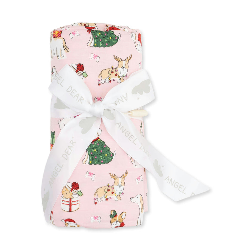 Christmas Dogs Pink - Swaddle Blanket