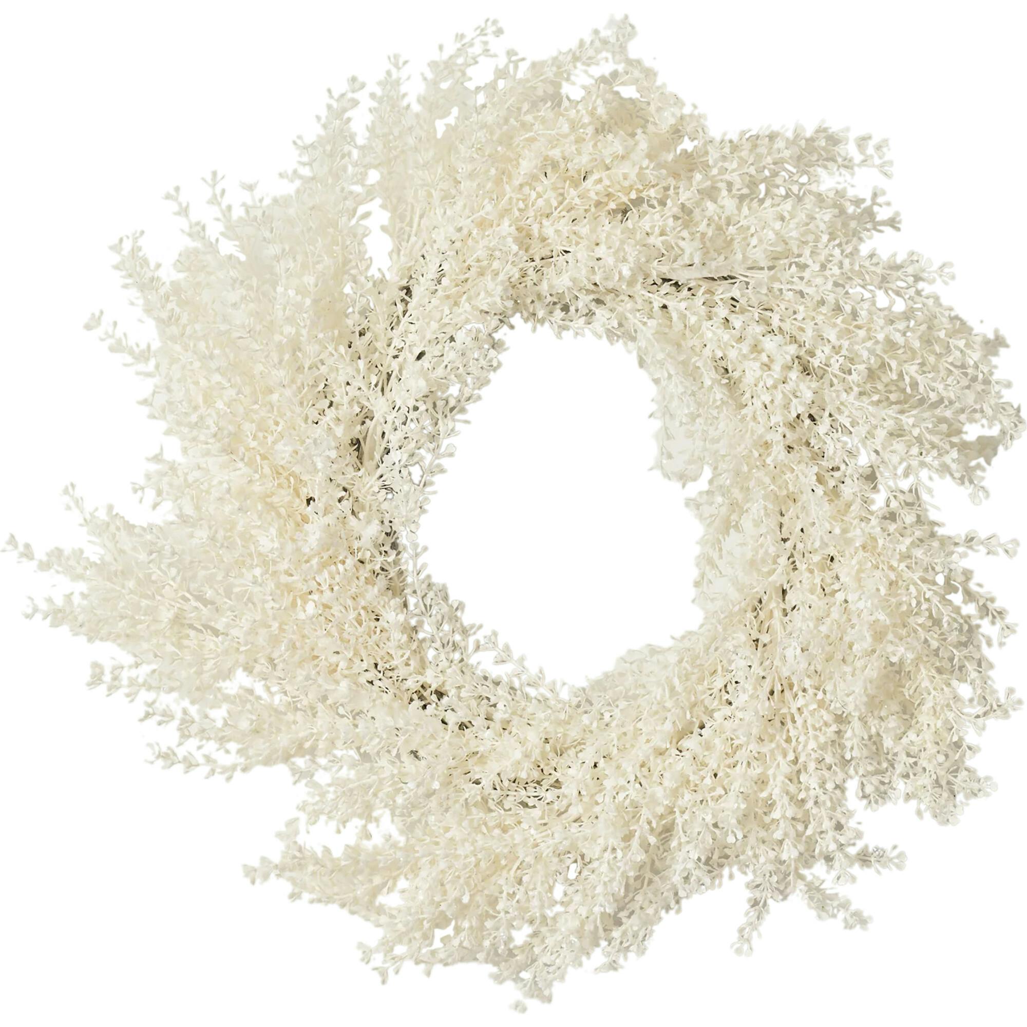 Frosted Shimmer Cream Baby's Breath Gypsophila Christmas Front Door Mantel Wreath 20