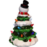9-Inch Battery Operated Ceramic Light-Up Snowman Tree