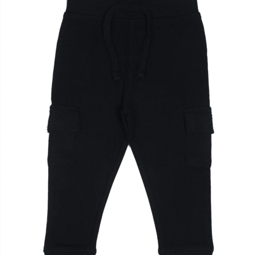 Kids Solid Pocket Joggers - Black