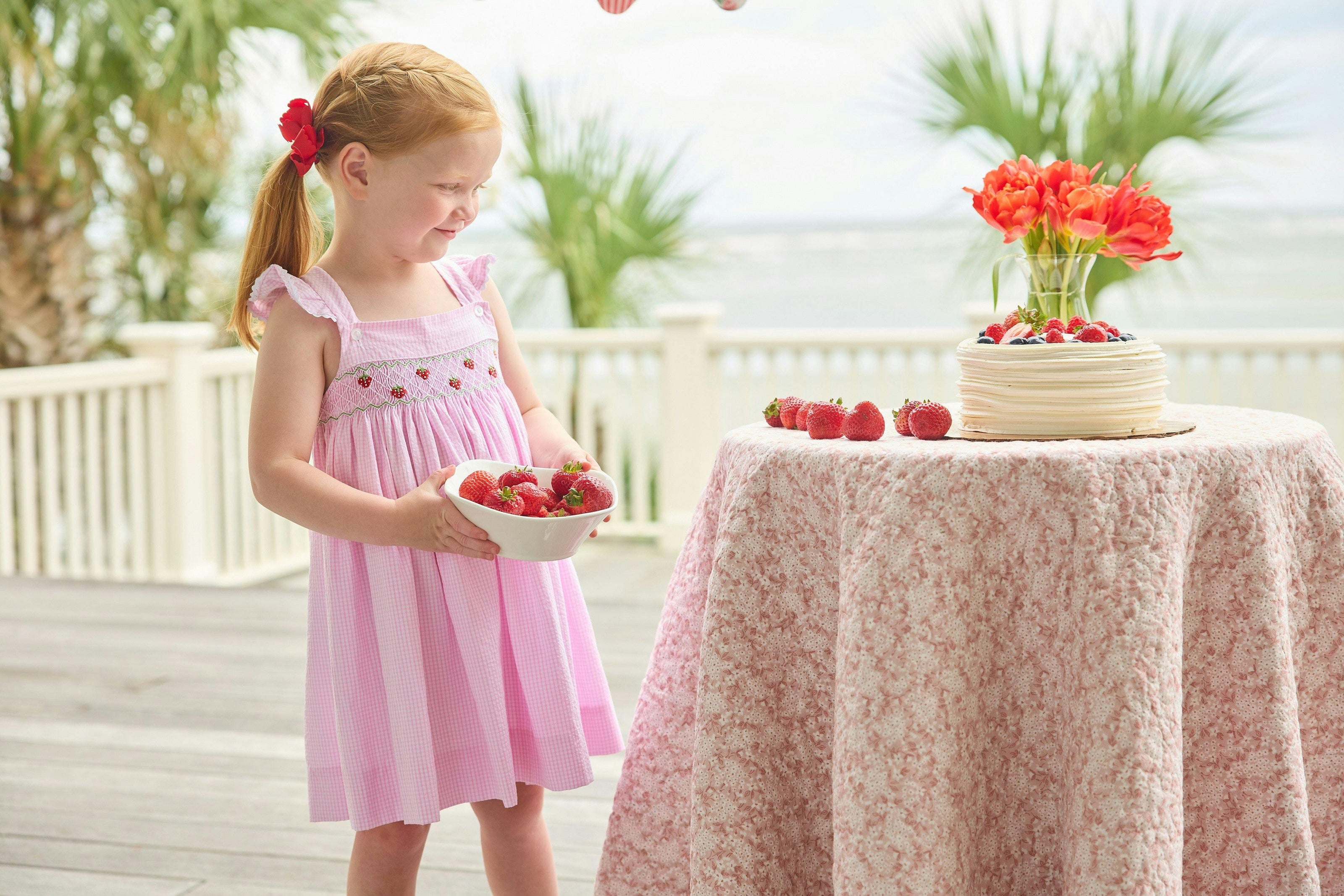 Smocked Lizzy D Dress - Strawberries