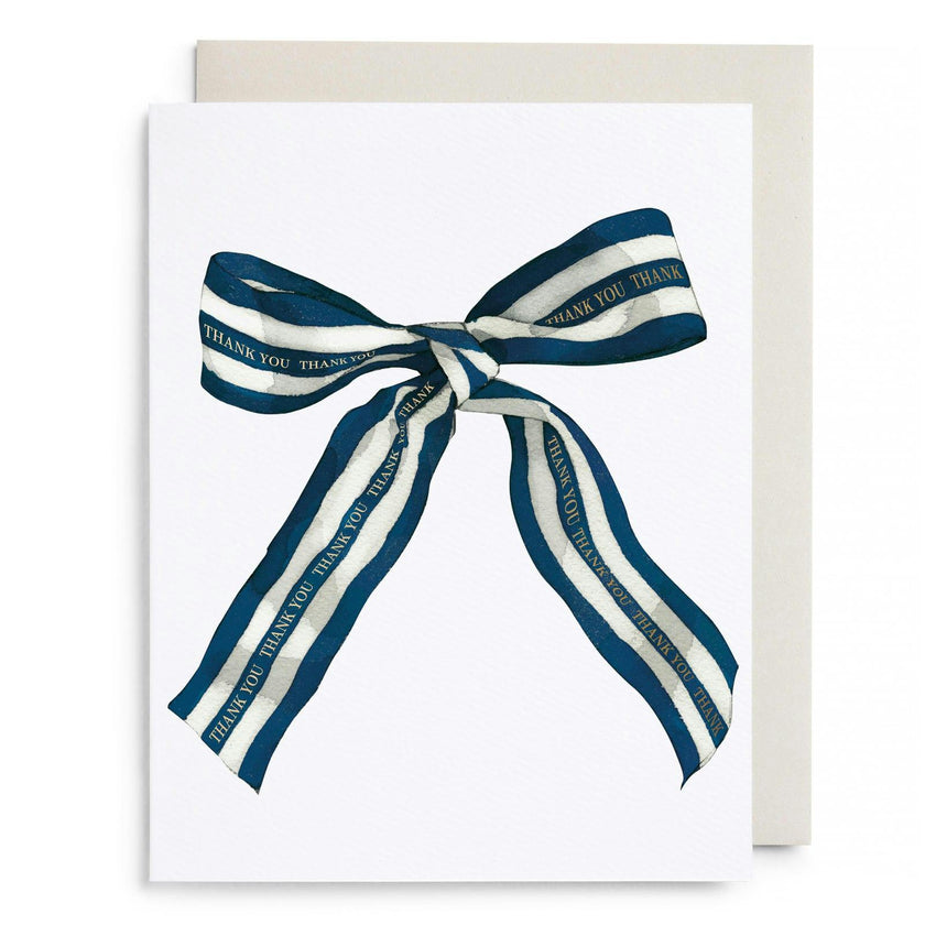 Big Navy Striped Bow Boxed Set of 6