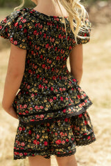 Mini Annalise Skirt in Obsidian Vintage Poppies