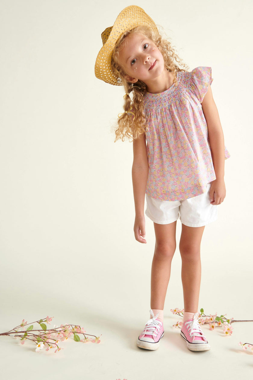 Made With Liberty Fabric Smocked Girls Blouse Isabella